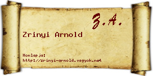 Zrinyi Arnold névjegykártya